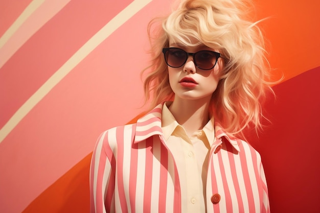 Beautiful Blonde Girl Shades and Sunglasses Generative AI