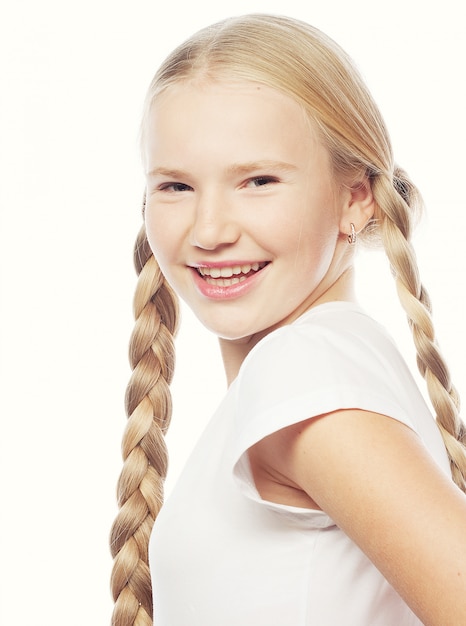 beautiful blonde girl with braids.