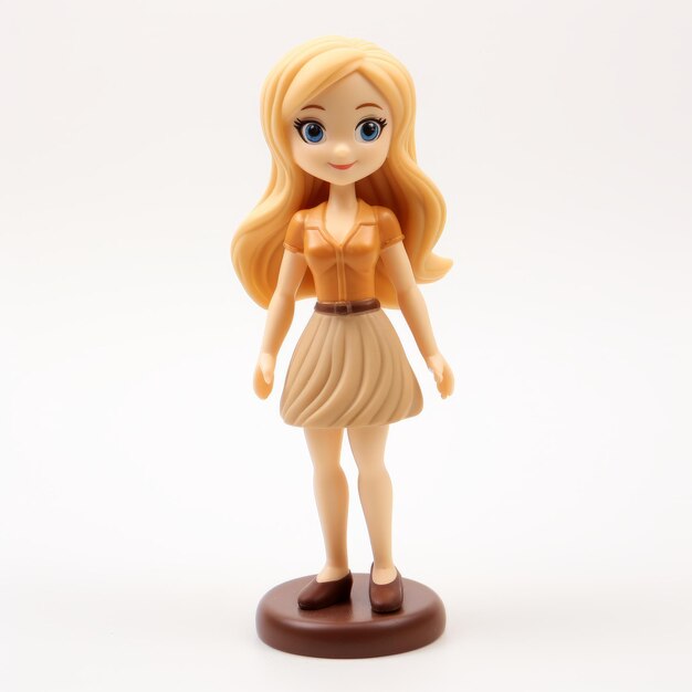 Photo beautiful blonde woman figurine charming anime style collectible