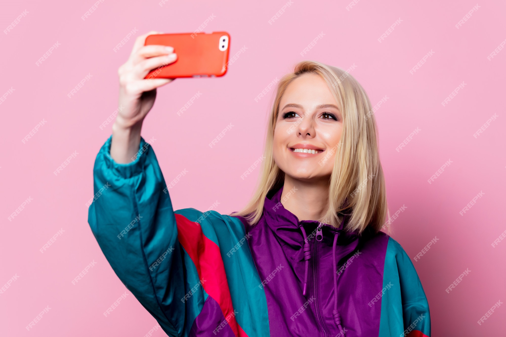 Blonde girl with a ponytail taking a selfie - wide 7