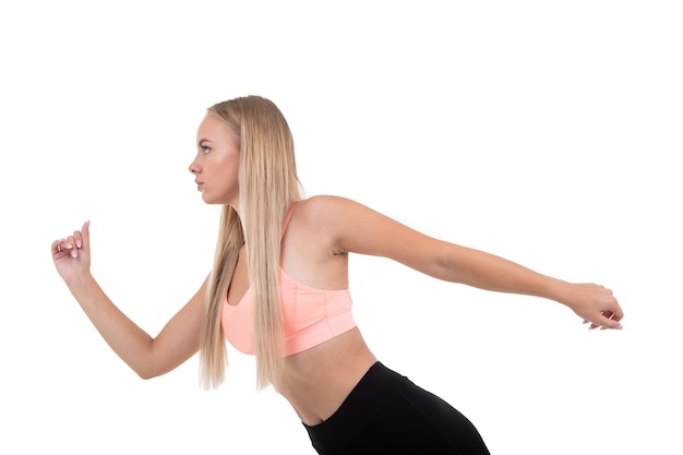 Beautiful blonde woman in sportswear