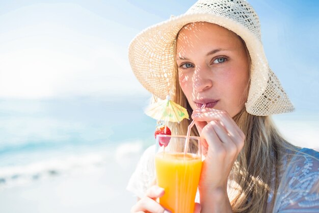 beautiful blonde woman on a sunny day