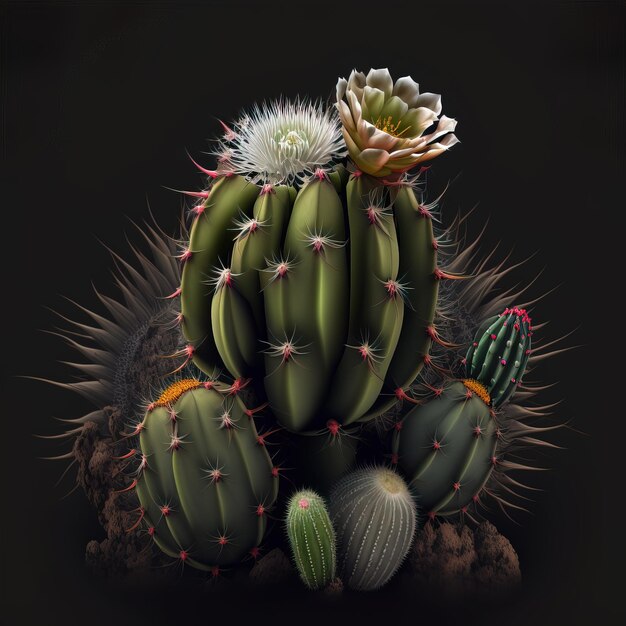 beautiful blooming cactus close up view generative ai