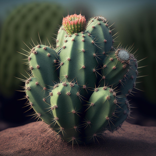 beautiful blooming cactus close up view generative ai