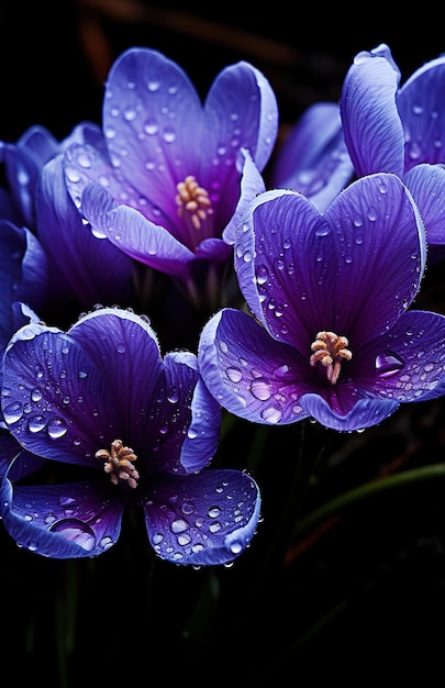 Beautiful blooming dark purple flowers closeup texture