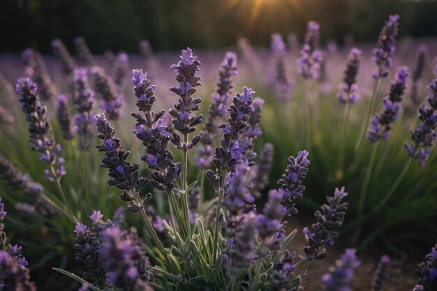 beautiful blooming lavender growing in field