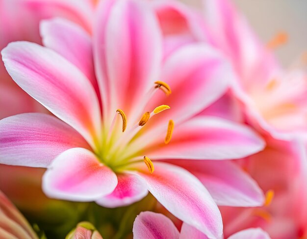 Photo beautiful blooming lewisia depth of the filed extreme close up