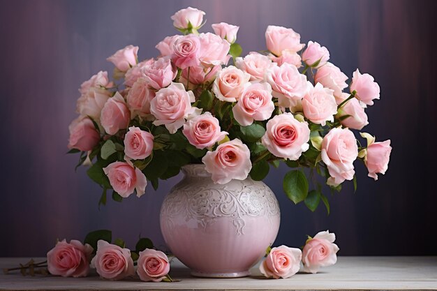 Photo beautiful blooming roses in vase