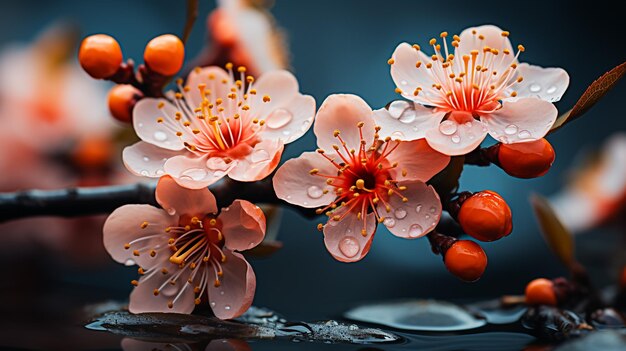 Photo beautiful blossom orange and teal flowers