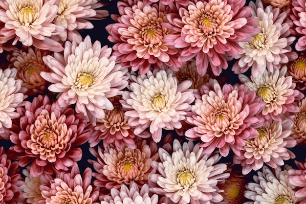 Photo beautiful blossoming chrysanthemum flowers texture ai generative