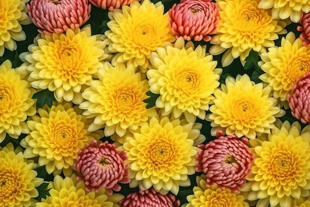 Beautiful blossoming chrysanthemum flowers texture Ai generative