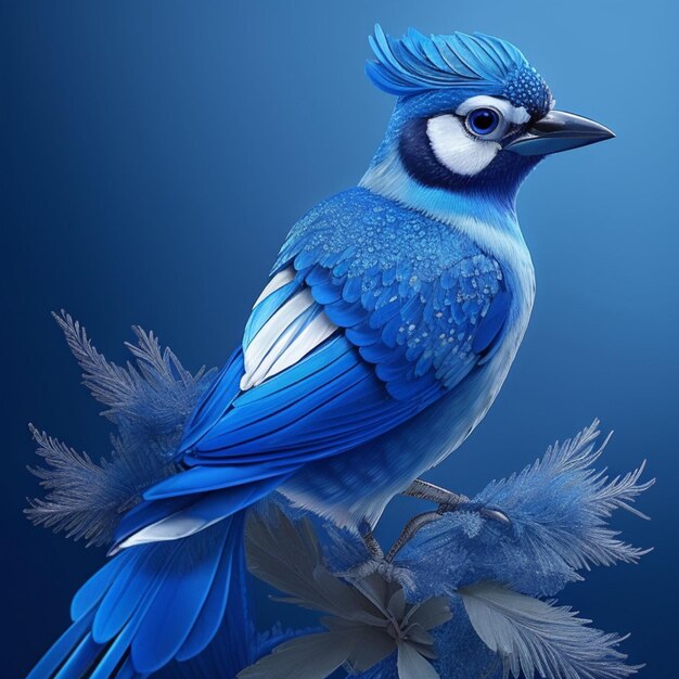 Photo beautiful blue bird animation style image