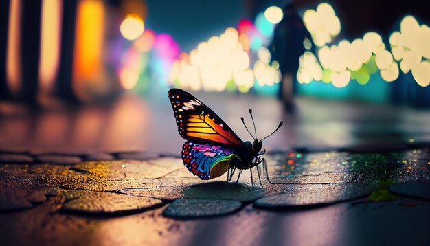아름다운 파란 나비 전체 몸의 클로즈업 초상화 우아하게 날아 Generative AI