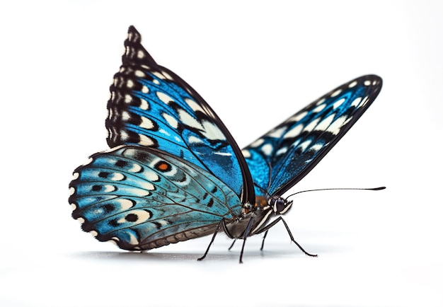 Красивая голубая бабочка на белом фоне летняя концепция фауны Сгенерированный AI