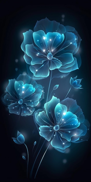 a beautiful blue flowers on a gray background vector