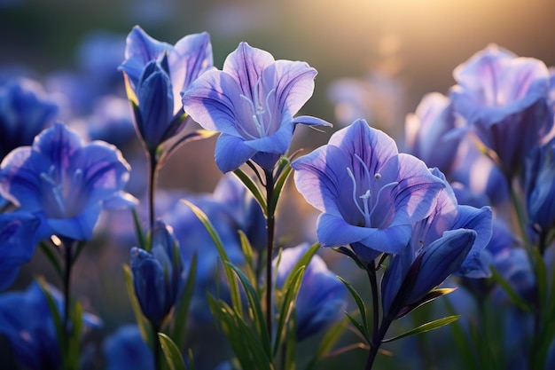 Beautiful blue flowers in nature