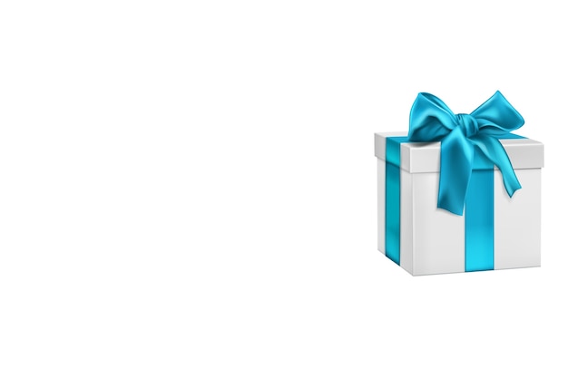 Beautiful blue gift box with white background