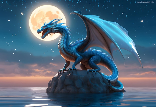 beautiful blue glass dragon in sky
