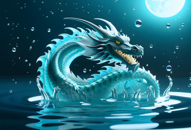 beautiful blue glass dragon in sky