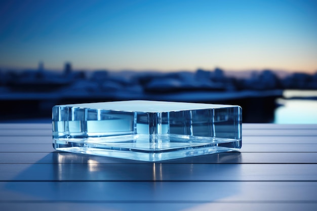 beautiful blue ice clear podium to display and showcase the product