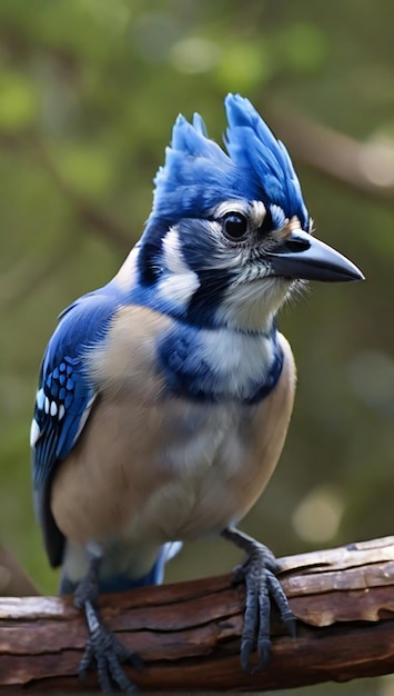 Foto un bell'uccello blu in piedi sull'albero