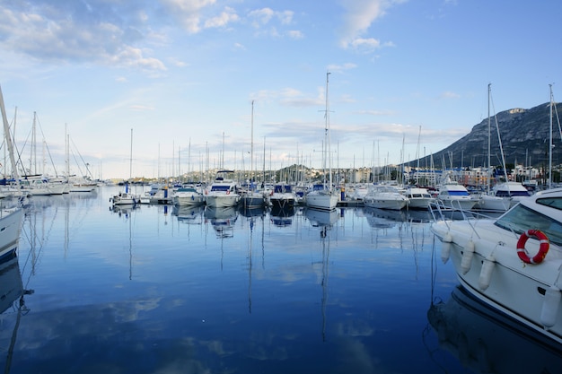 Beautiful blue marina in Mediterranean sea