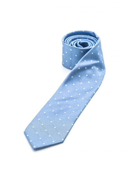 beautiful blue necktie on white