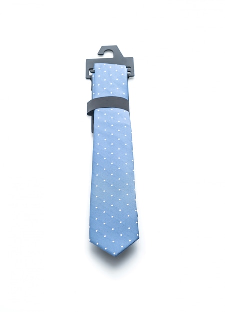 beautiful blue necktie on white