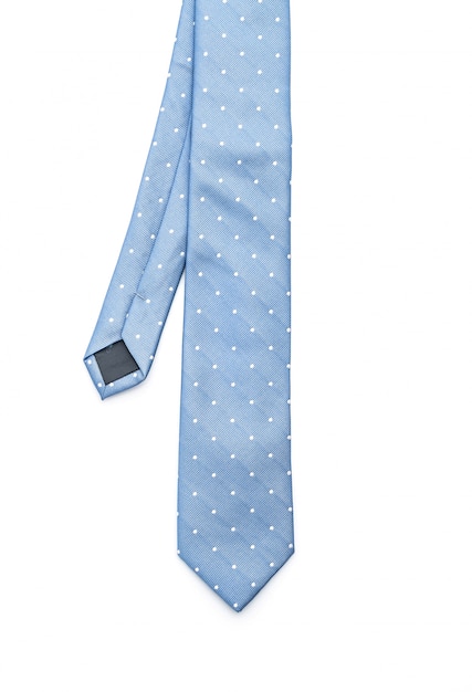 beautiful blue necktie on white