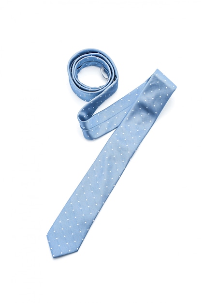 beautiful blue necktie on white