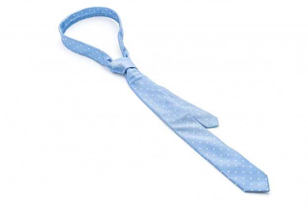 beautiful blue necktie on white