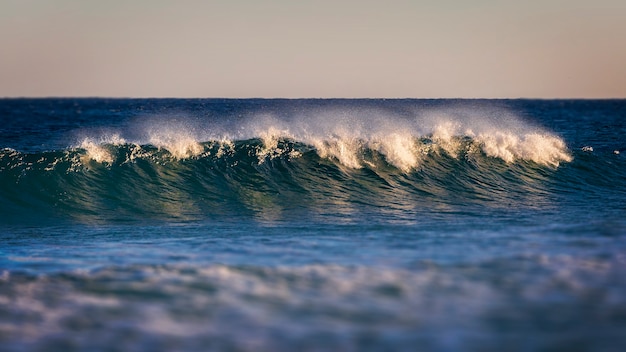 Beautiful Blue Ocean Wave in Costa Brava coastal in Spain