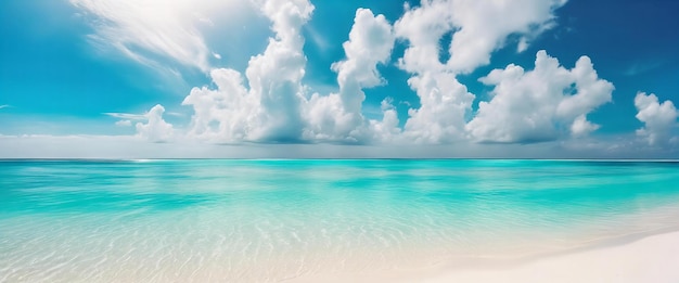 A beautiful blue ocean with few clouds in the sky