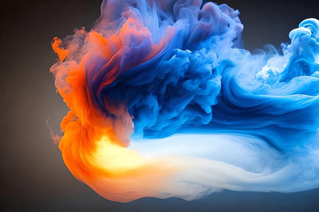 Beautiful blue and orange dual tone smoke art background
