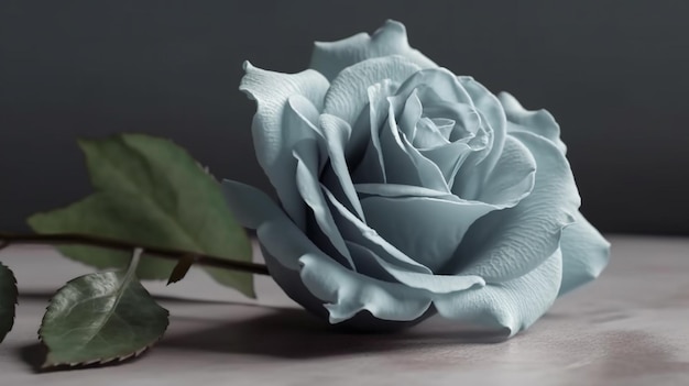 Красивая голубая роза на темном фоне Closeupgenerative ai