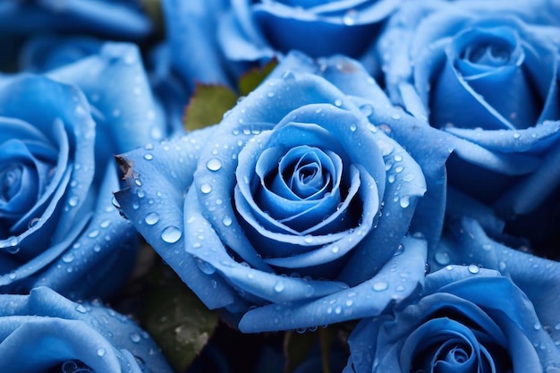 Foto bellissime rose blu sullo sfondo floreale