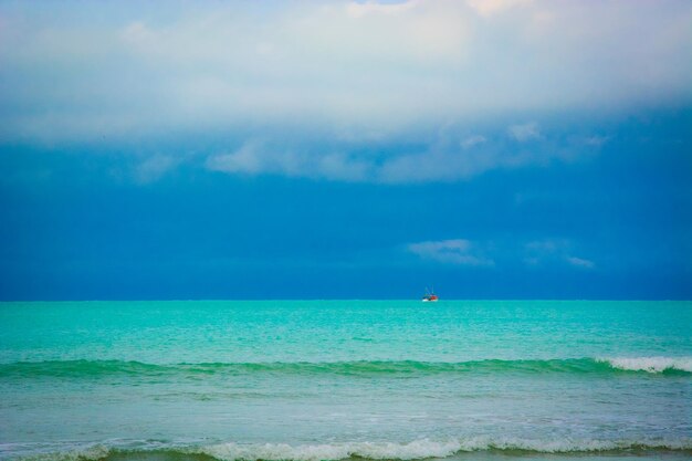 Beautiful Blue Sea Scenery Sunset At The Beach