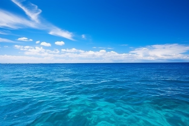 Beautiful blue sky and blue oceangenerative ai
