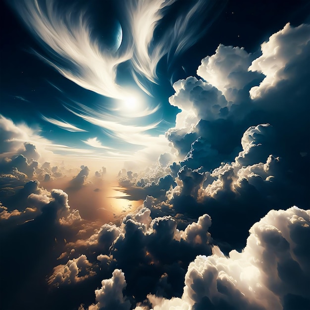 beautiful blue sky and cloud ai image background