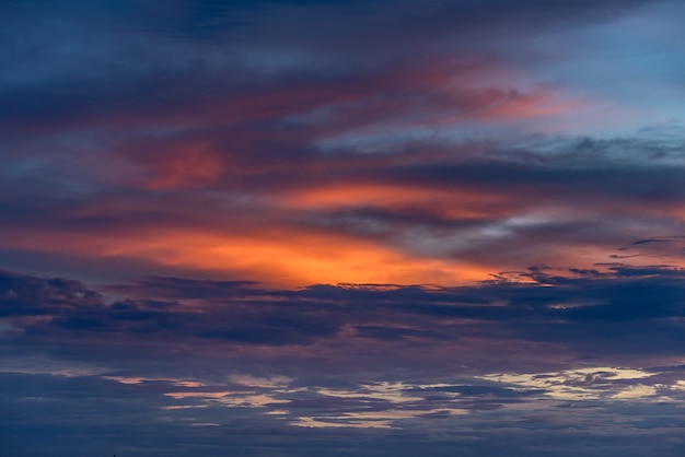 Beautiful Blue sky of Evening light with colorful light