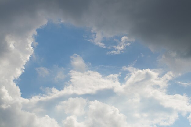 beautiful blue sky and sun light, The formation of rain clouds.