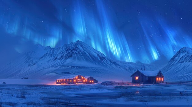 Photo a beautiful blue sky with a few houses in the background