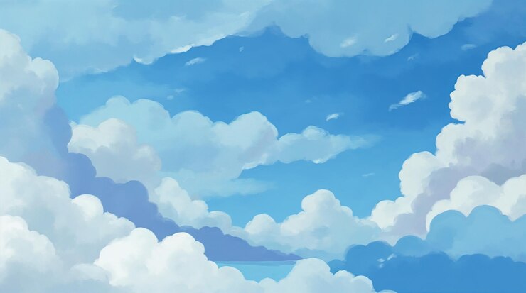Photo 美しい青い空とふわふわした雲