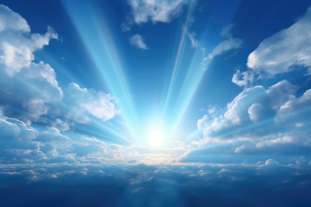 Beautiful blue sky with rays of light