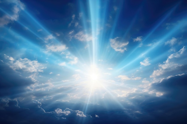 Beautiful blue sky with rays of light