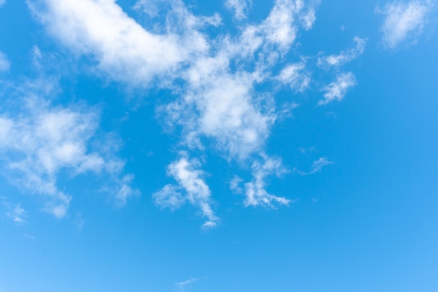 Photo beautiful blue sky with strange shape of clouds in the morning or evening used as natural background