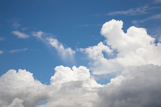 白い雲と美しい青い空自然な背景ビュー