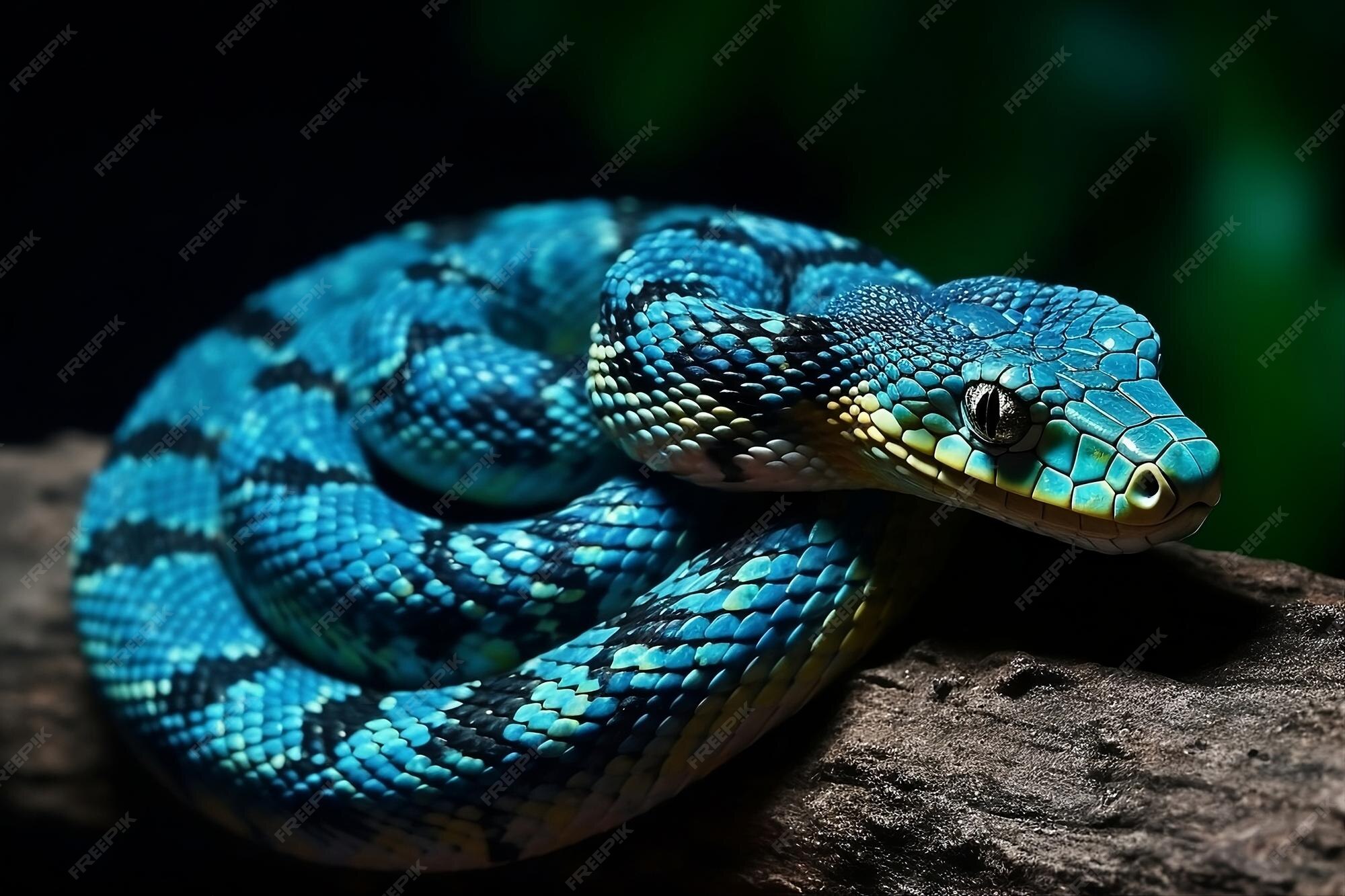 Premium Photo | Beautiful blue snake in the park Generative AI
