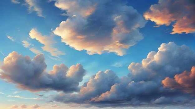 beautiful blue sunset sky with white clouds background