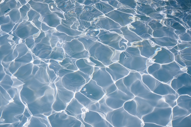 Bella acqua blu nella struttura della piscina per fondo, primo piano